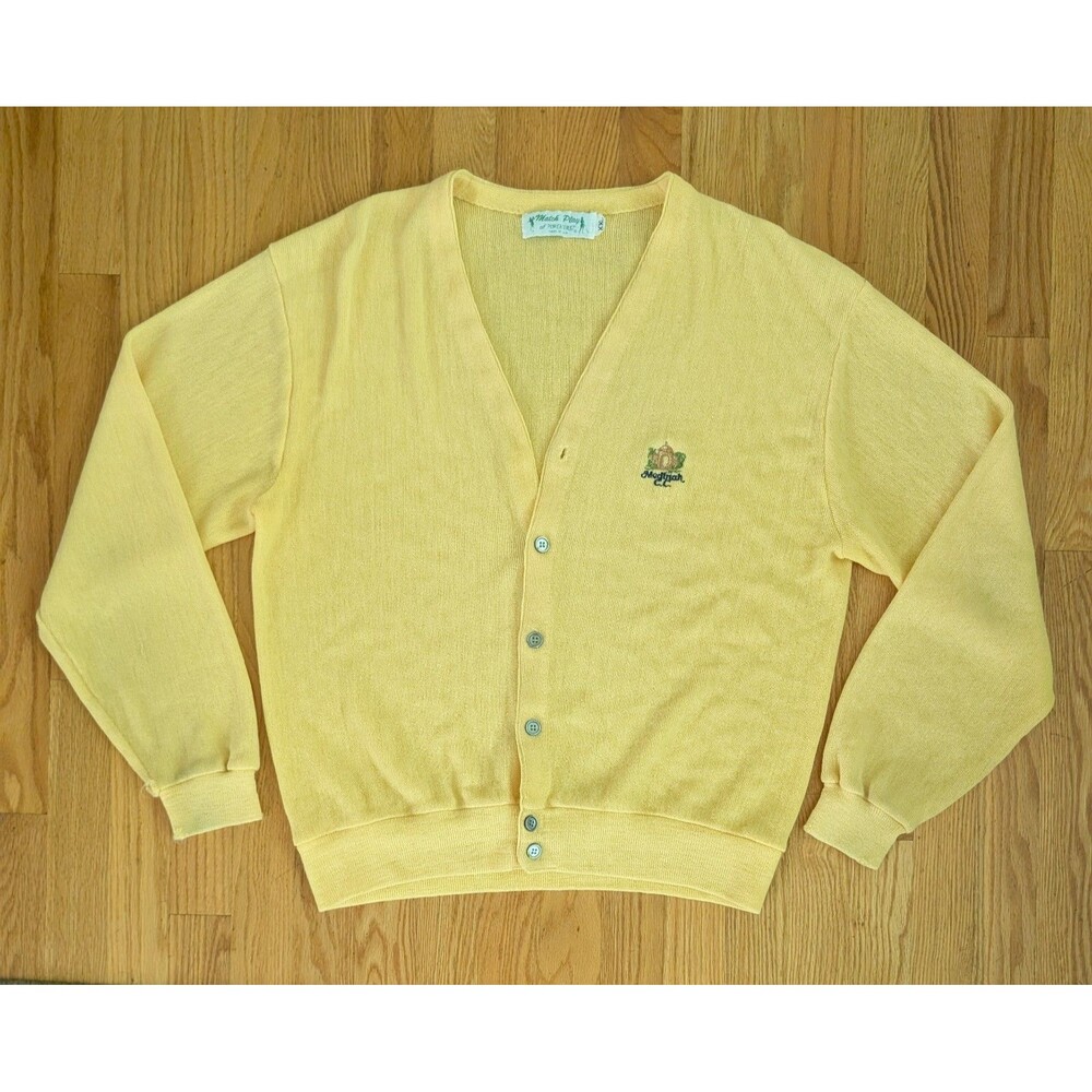 Vintage Golf Sweater Mens Medinah Cardigan Match Play Of Pinehurst 60's USA Made